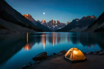 Fotobehang tent in the mountains © kashif