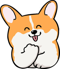 Cute Cartoon Corgi Dog Head Character