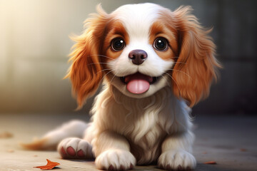 Cute little puppy. Happy dog.