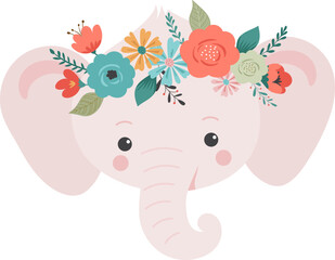 Cute baby elephant in a flower crown