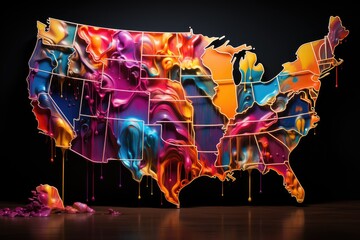 Vibrant Illumination: Crafting a Simple America Map Infused with Mesmerizing Neon Colors