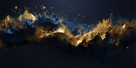 Golden blue wavy abstract background with layered effect