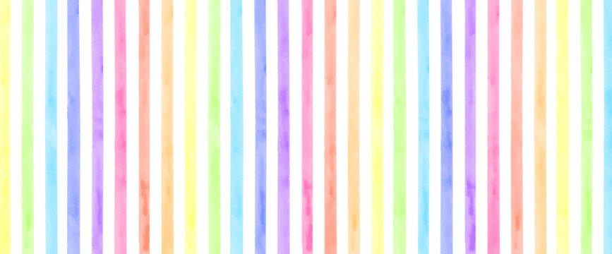 水彩手描きの虹色のストライプの背景イラスト