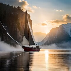 sailboat at sunset generated by AI