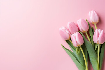 Obraz premium Spring tulip pink bouquet holiday green blossom flower love floral decoration background gift