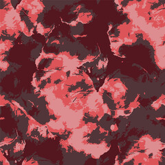 Vector Tie Dye Pattern. Wine Grunge Print. Space Dye Fabric. Seamless Hand Drawn Organic Design. Batik Ikat. Coral Dirty Art Texture. Watercolor Texture. Summer Hippie Ethnic Print.