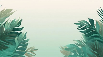 Lush tropical palm leaves against empty copy space background
