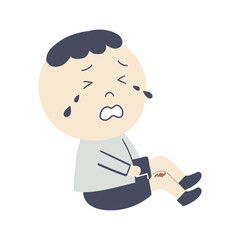 boy who hurts his knee and cries