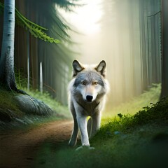 wolf in the forest  generated by AI