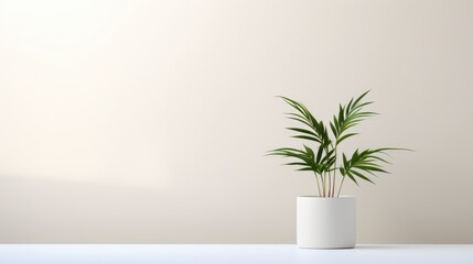 houseplants in a pot on the background of a light wall minimalist style