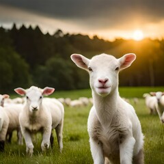 sheep in the field  generated by AI