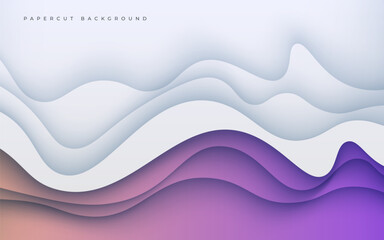 abstract white purple soft diagonal shape light and shadow wavy papercut background. eps10 vector