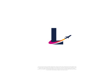 Initial etter L and airplane for agency travel check, transport, logistics, delivery logo design. Vector illustration template