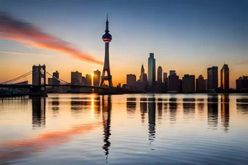 Photo sur Aluminium brossé Toronto toronto skyline at sunset