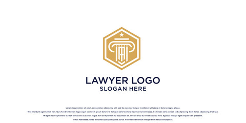Creative lawyer logo design with elegant concept| premium vector