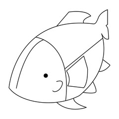 Continuous One line drawing of big fish and single line vector art illustration

