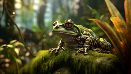 Green Frog in a Rainforest