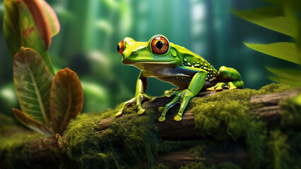 Green Frog in a Rainforest