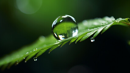 dew drop on green leaf