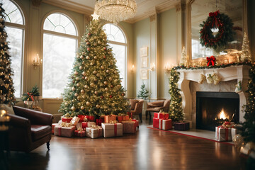 Christmas Celebration in House indoor view without people