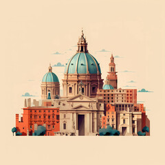 Fototapeta na wymiar Illustration of beautiful view of Rome, Italy