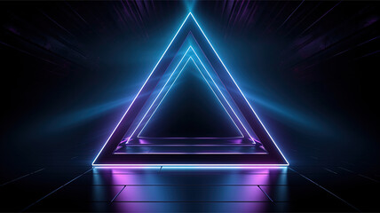 neon triangular structure in a dark room, ideal for modern and sci-fi themed projects
