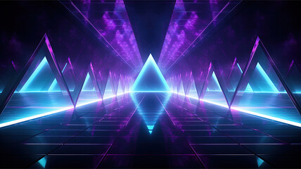 futuristic neon tunnel illuminated with purple and blue lights, perfect for sci-fi and tech-themed designs.