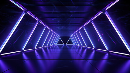 futuristic neon tunnel illuminated with purple and blue lights, perfect for sci-fi and tech-themed designs.