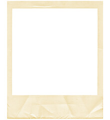 Vintage Polaroid, instant photo frame isolated overlays in white background, polaroid frame - isolated design element. Royalty high-quality free stock image of Empty yellow photo frame overlay