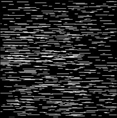 On a black background, many horizontal particles or laser beams.