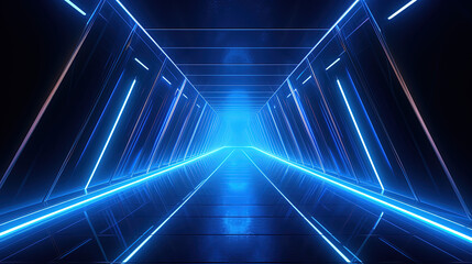 Sci-Fi Corridor: Futuristic Tunnel with Neon Light Reflections