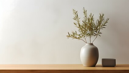 empty table top with flower vase mockup