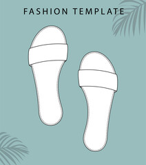 slippers sketch, fashion accesories template