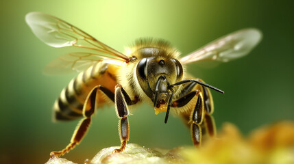 Fototapeta premium Closeup of a bee. Ai Generative illustration