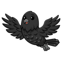 Cute crow bird cartoon flying