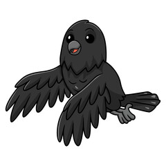Cute crow bird cartoon flying
