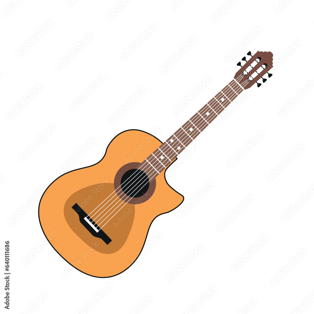 Sticker Acoustic Guitar Illustration