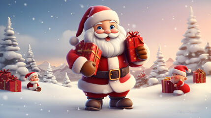 Santa Claus Holding A Gift