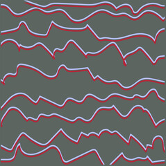 Naklejka premium Sharp wavy lines with scarlet doubling