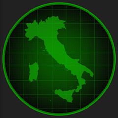 Vector map Italy on the radar screen