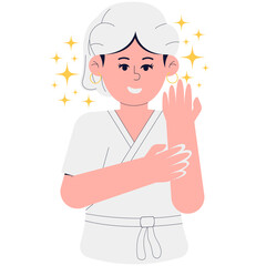 Woman Using Body Lotion Illustration