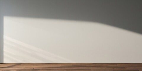 White empty wall with beautiful light and shadow, empty space, copy space, background for product presentation.