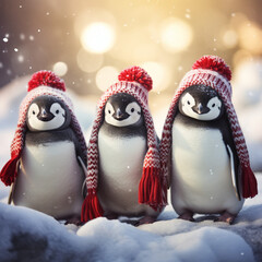 Christmas card design - penguins