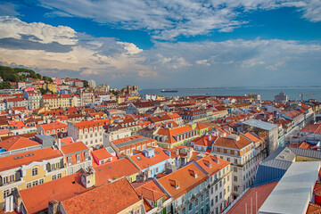 Naklejka premium The Oldest and The Most Beautiful Districs of Lisbon Alfama in Portugal.