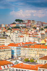 Upper Sunny Summer Picturesque Image of Lisbon City in  Portugal.