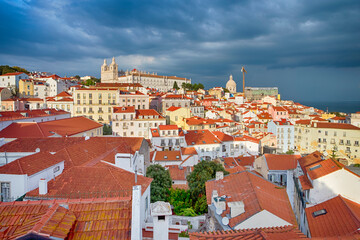 Alfama District in Lisbon in Portugal With Townscape Scenery Made During a Blur Hour.