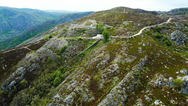 Winding mountainous road of pico el fraile overlooking rio tera canyon ravine