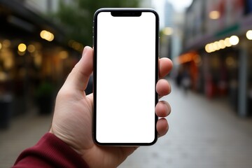 Man hand holding smartphone, clipping path