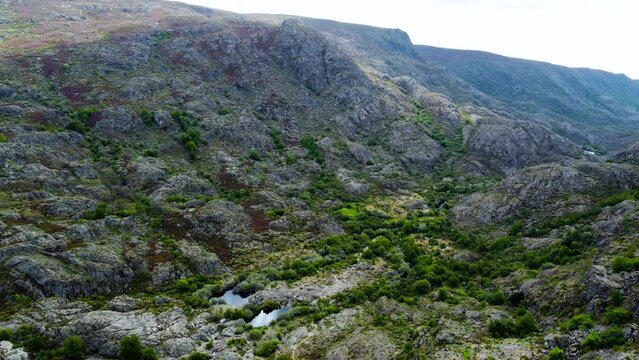 Aerial panoramic view of stunning background landscape of rio tera canyon zamora spain