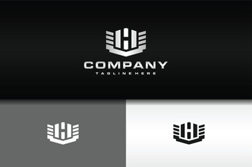 Fototapeta na wymiar letter H shield wings logo
